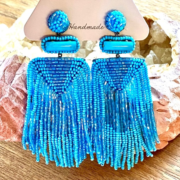 NWT Deepa Gurnani Beaded Fringe Chandeliers - Picture 7 of 12